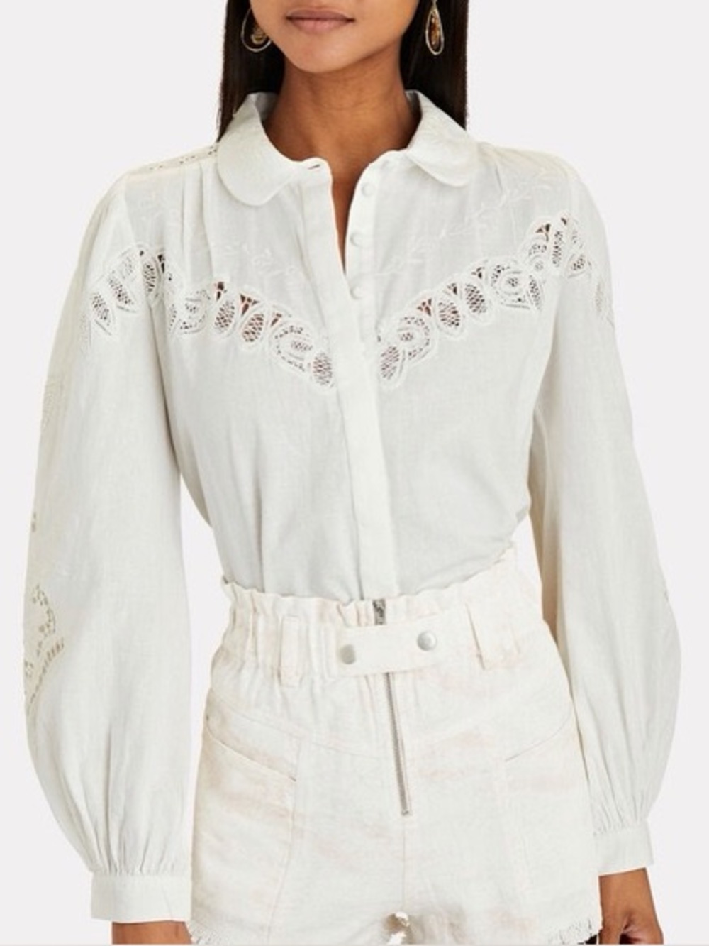 Women’s LoveShackFancy white embroidered crop top M